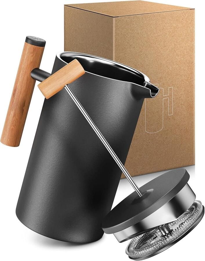 French Press Koffiezetapparaat Cafetière Verse Koffie Zetten Dubbelwandig RVS 06 Liter Nautic Night