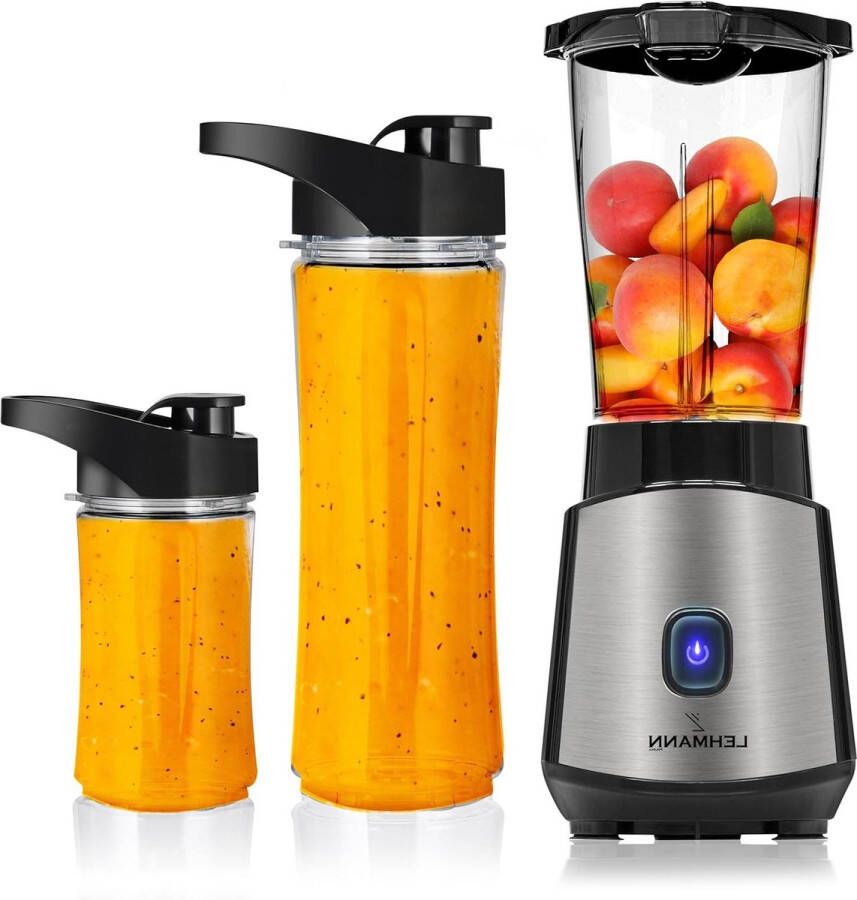 Fresh Juice Mixer staande mixer met twee flessen Smoothie Maker to go (23.000 omw min)