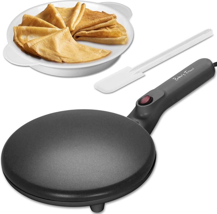 Friend Onmiddellijke crêpe-machine pannenkoekenpan met brandvaste handgreep kookoppervlak met antiaanbaklaag van 20 cm automatische temperatuurregeling grafiet