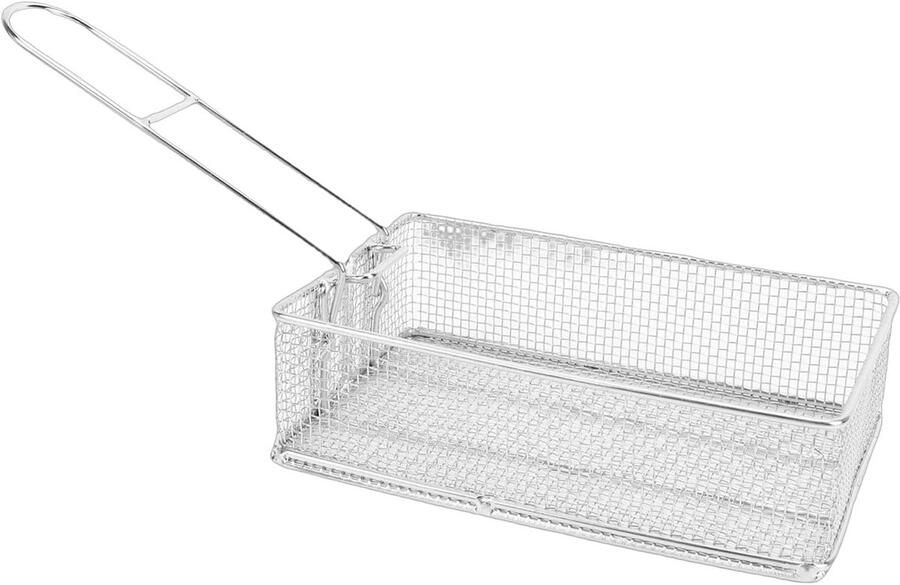 Frietmand Roestvrijstaal Frituurmand Keukenmand Buiten Koken Opvouwbaar Handvat 19 x 13 x 5 cm Zilver
