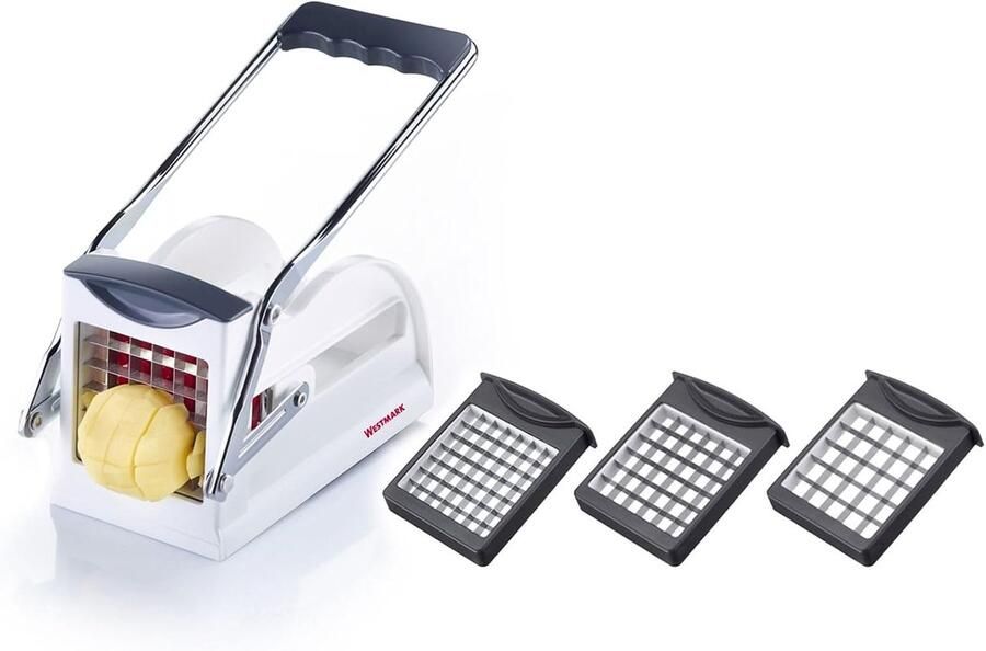 Frietsnijder met 3 snijramen en stempel Easy Stix wit antraciet 11802260