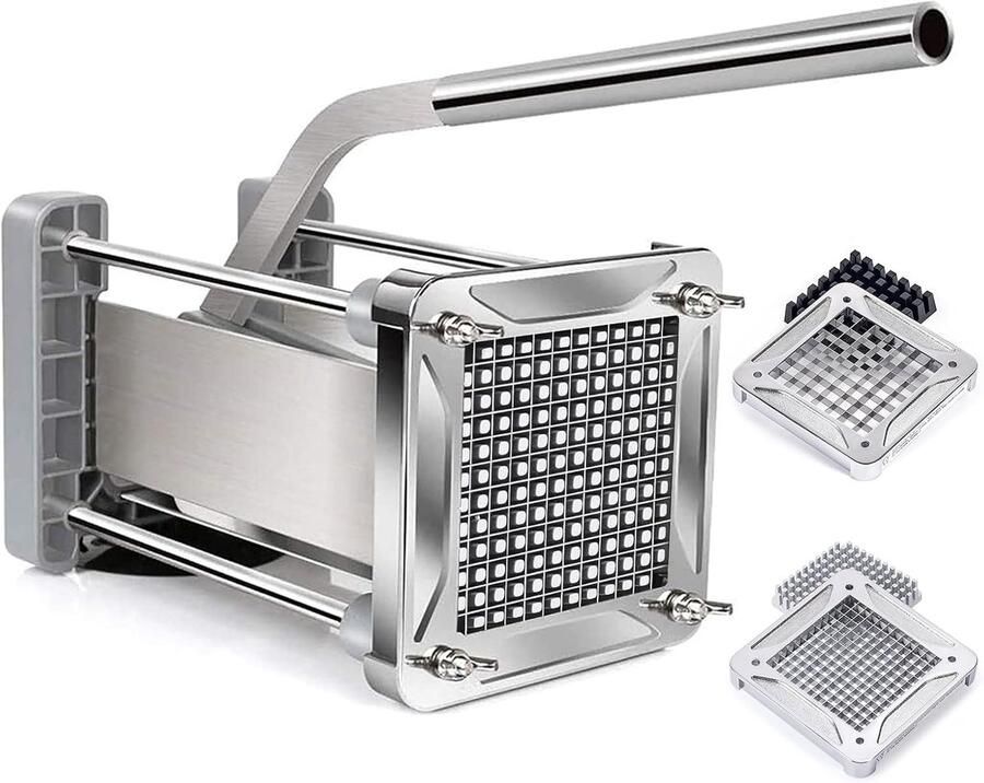 Frietsnijder roestvrij staal professionele French Fres Cutter met 6 x 6 mm en 12 x 12 mm lemmet voor keuken