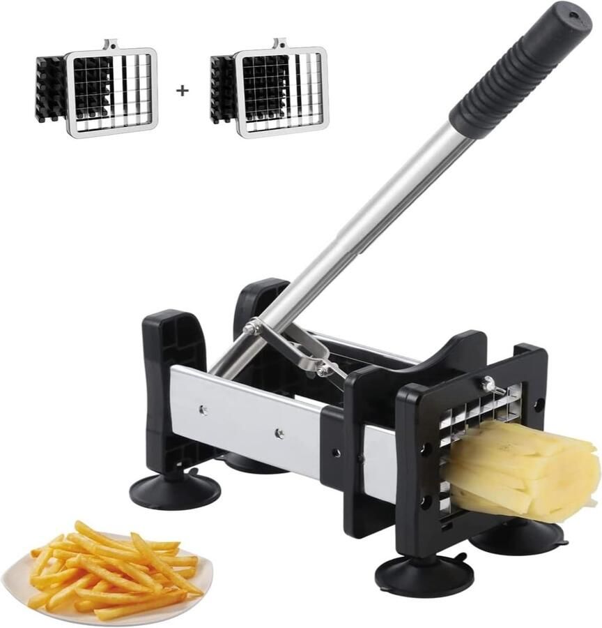 Frietsnijder van roestvrij staal professionele aardappelsnijder met 12 mm en 9 mm messen antisliptechnologie groentesnijder voor aardappelen wortelen komkommers