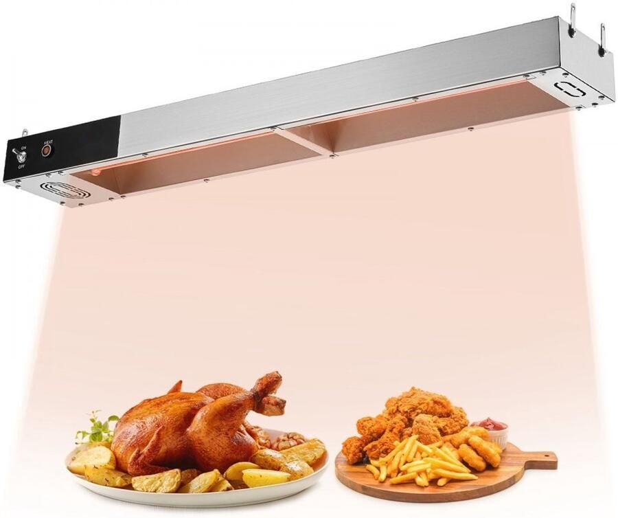 Frietverwarmer Overhead warmhoudlamp voedselverwarmer 850W RVS Elektrisch Voor horeca buffet en restaurant