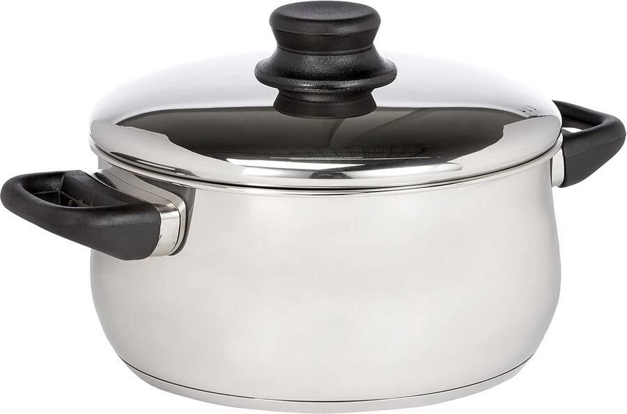 Bratpan met Deksel Kookpan Stoofpan Lekker Koken Hittebestendige Handgrepen 22 cm Zilver