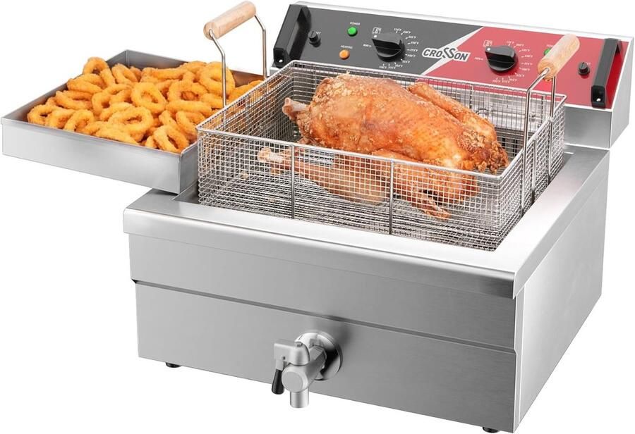 Friteuse 12L RVS met afvoertap 3 manden Perfect voor restaurants ShopVlot