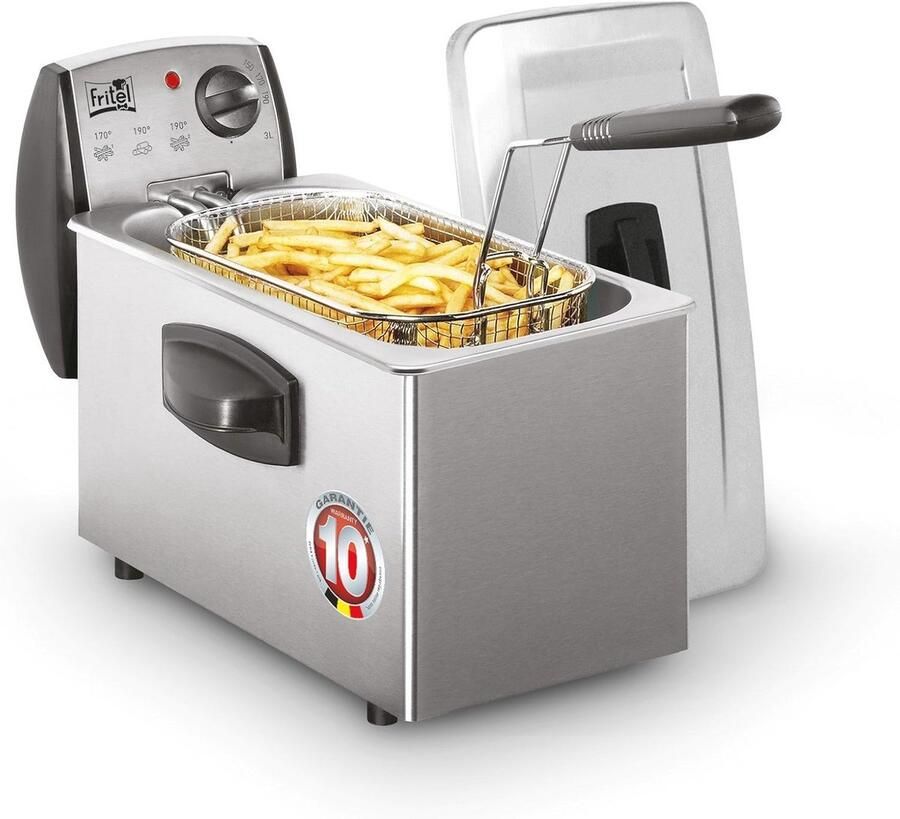 Friteuse 3L Roestvrij Staal met Koude Zone en Veiligheidssysteem