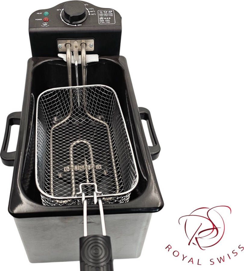 Royal Swiss Friteuse 3Liter RVS 2000 Watt Zilver Krachtige en Stijlvolle Friteuse voor Perfecte Frietjes Slechts €33.99 Bestel Nu!