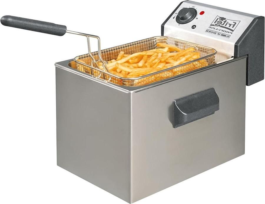Friteuse 4L Frituurpan Profi Lekkere Frietjes Bakken Dubbel Verwarmingssysteem 4 Liter Zilver