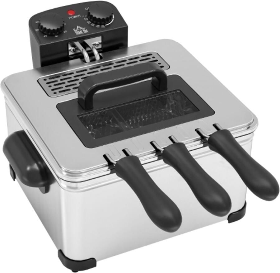 Friteuse 5L Oliecapaciteit met Timer en Kijkvenster – 2000W RVS Friteuse Zilverkleurig