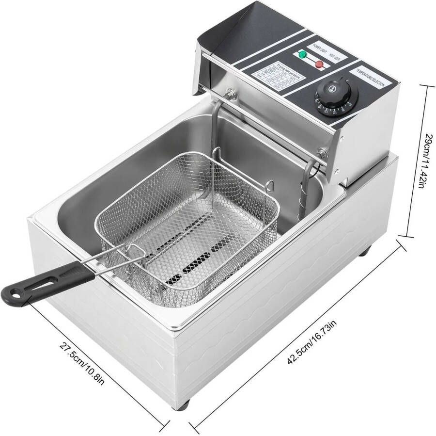 Corenia Friteuse 6L – Frituurpannen 2500W – Elektrische RVS – Temperatuurregeling – Voor Thuis en Horeca – Incl. Frituurmand Lichtgrijs - Foto 2