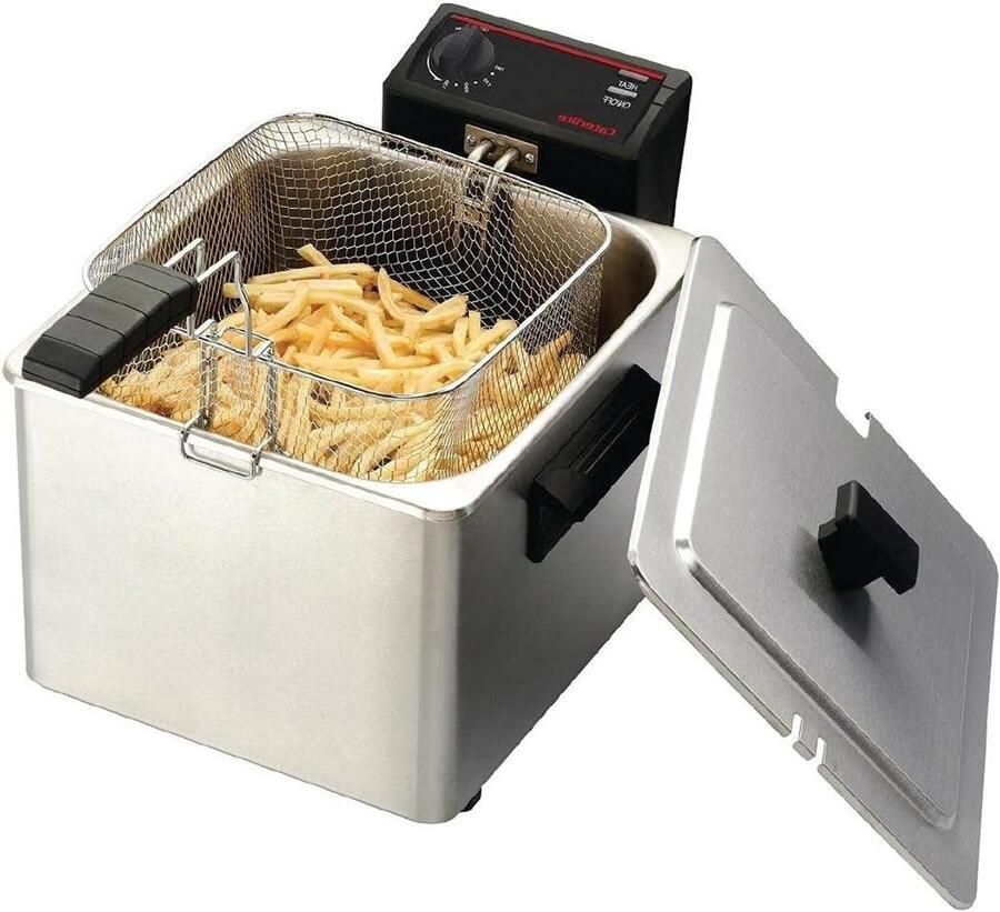Friteuse 8 Liter Elektrische Frituurpan Lekker Eten Roestvrij Staal 3000 Watt Zilver