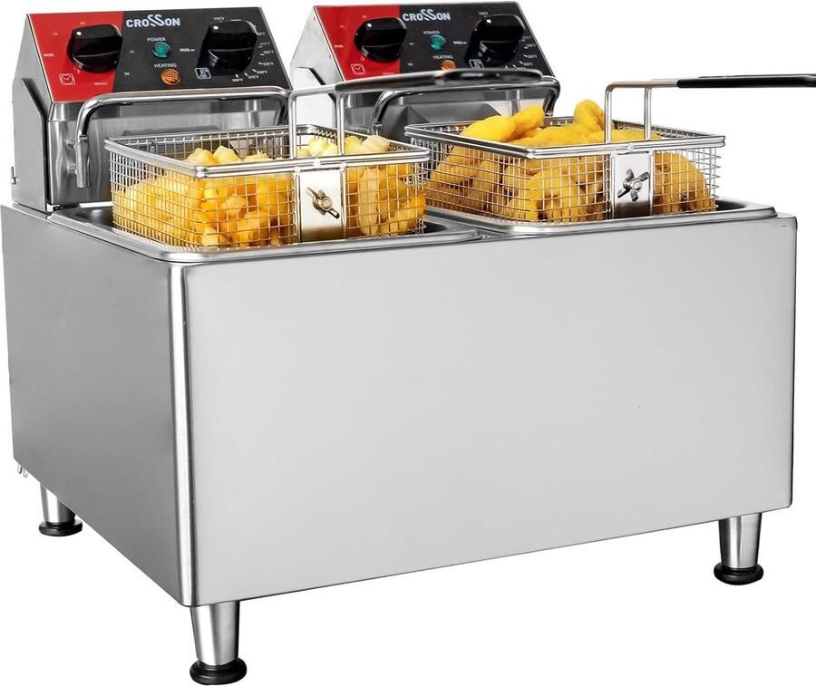 Friteuse 8L Professionele elektrische friteuse Dubbele tank 5000W Perfecte temperatuurcontrole ShopVlot