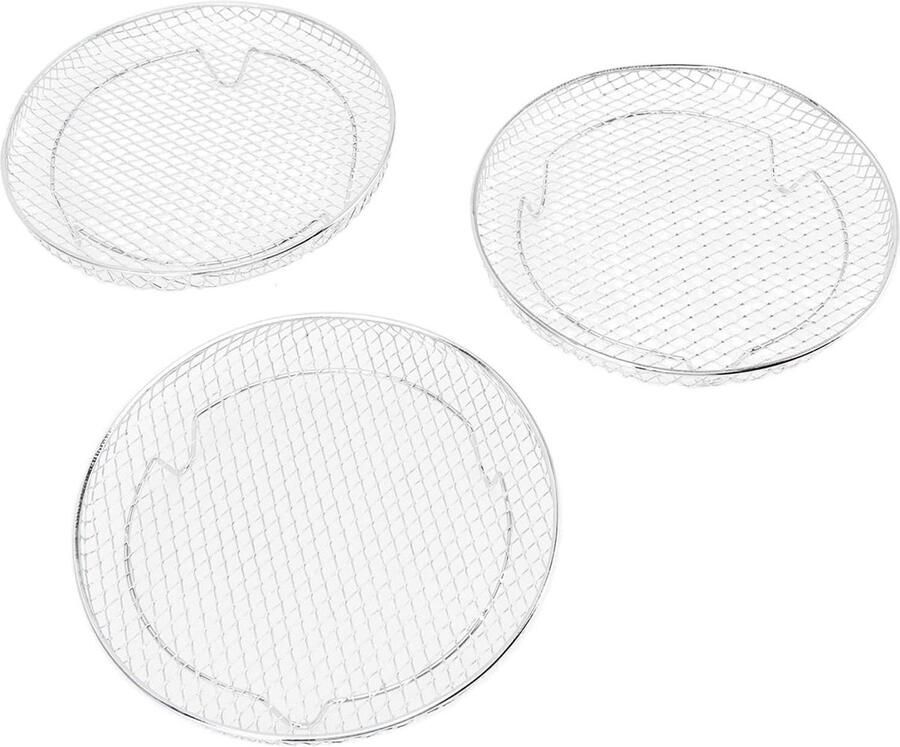 Friteuse Accessoires Droogrekken Meerlagen Koken Stapelbaar Ontwerp 3 Stuks Zilver