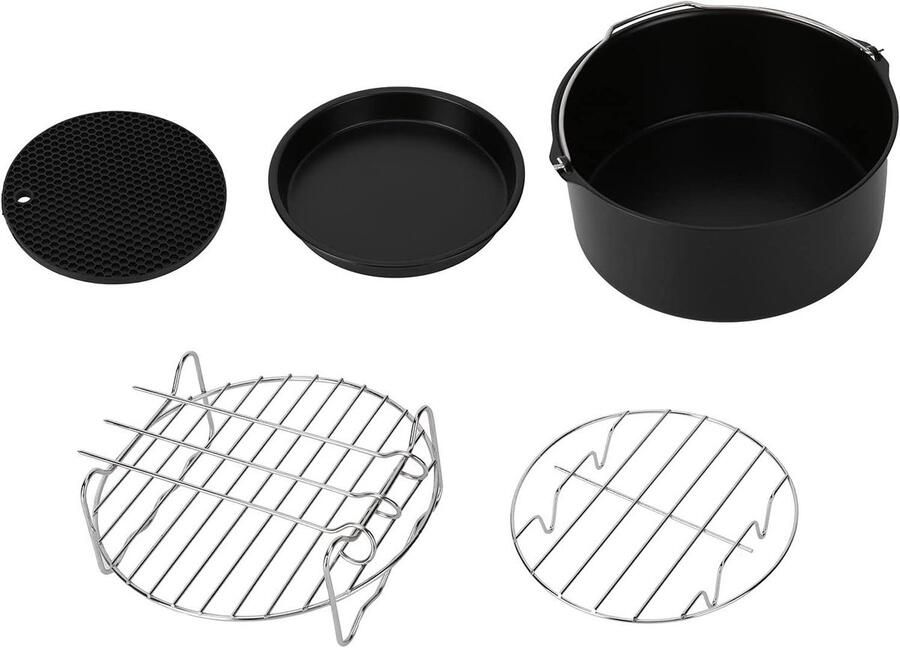 Friteuse Accessoires Set Keuken Gereedschap Veelzijdig Koken Compleet 7-delig 7 inch Zwart