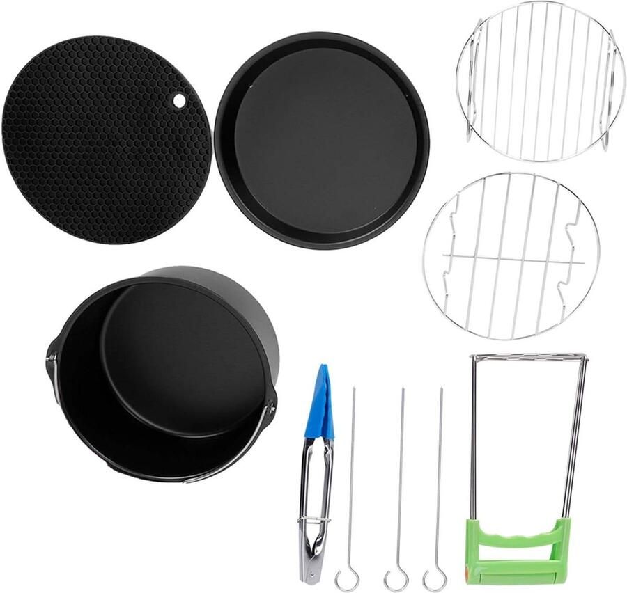 Friteuse Accessoireset Bakvorm Pizzapan Lekker Koken Voedselveilig Materiaal 7 Inch Zwart