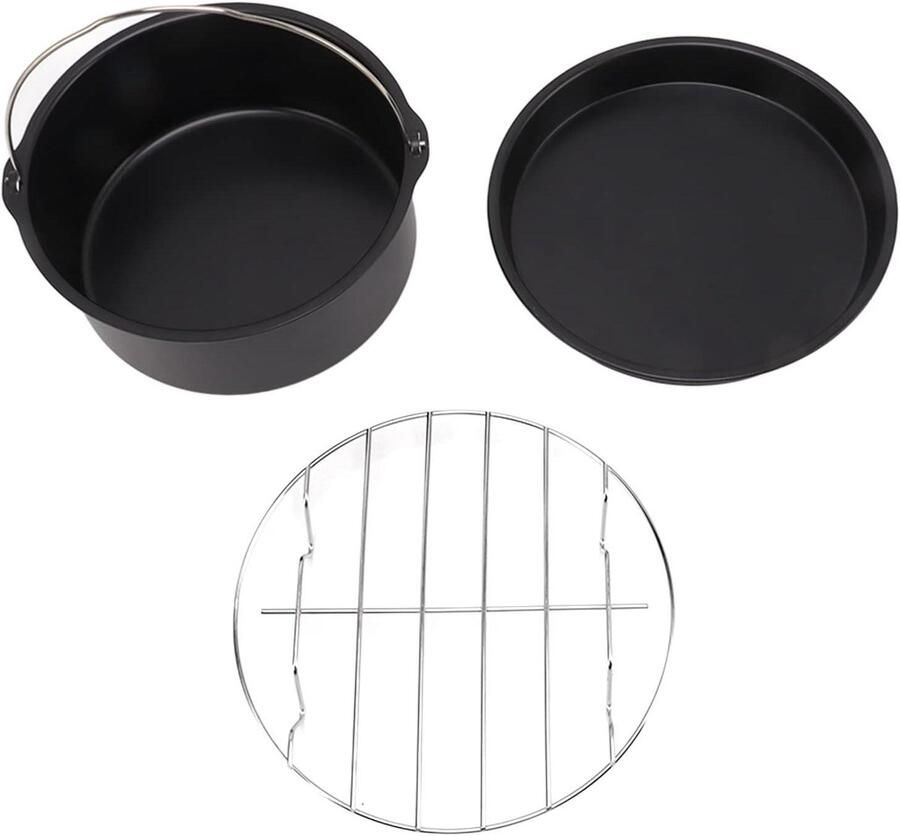 Friteuse Accessoireset Bakvormen Set Bakken en Grillen Vaatwasmachinebestendig Universeel 3 Liter Zilver