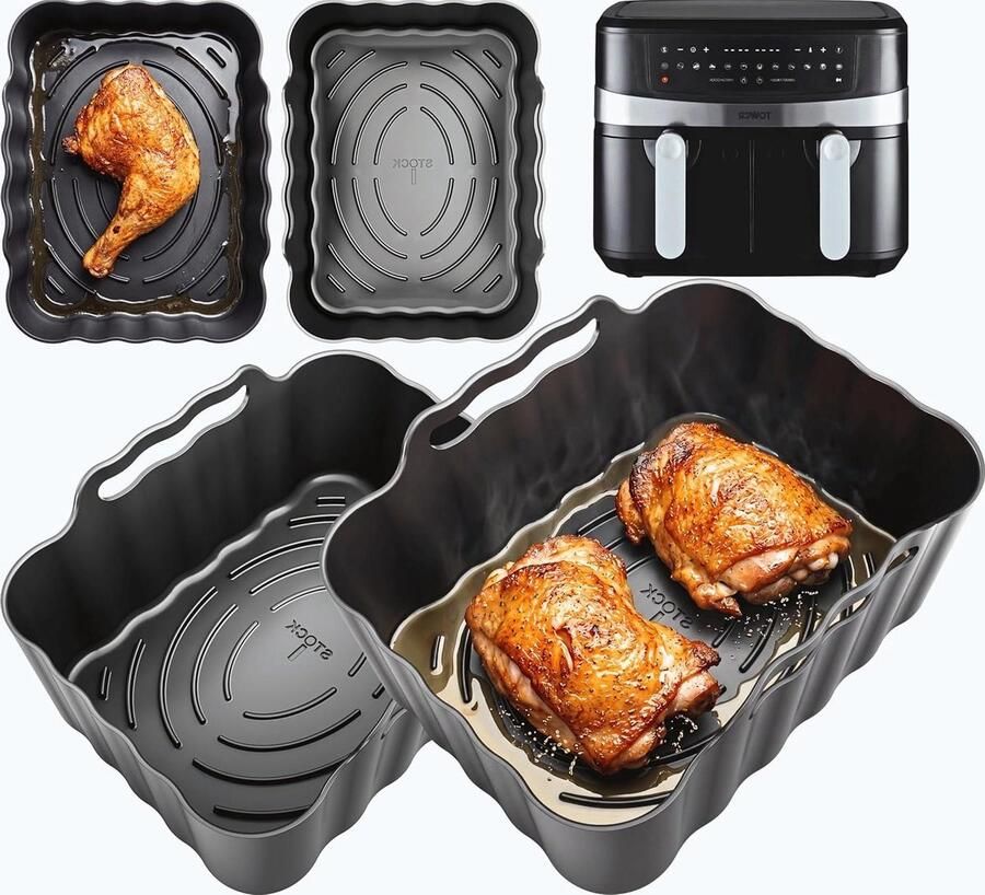 Friteuse Bakvorm Siliconen Inzet Lekker Eten Herbruikbaar & Vaatwasmachinebestendig 9 Liter Zwart