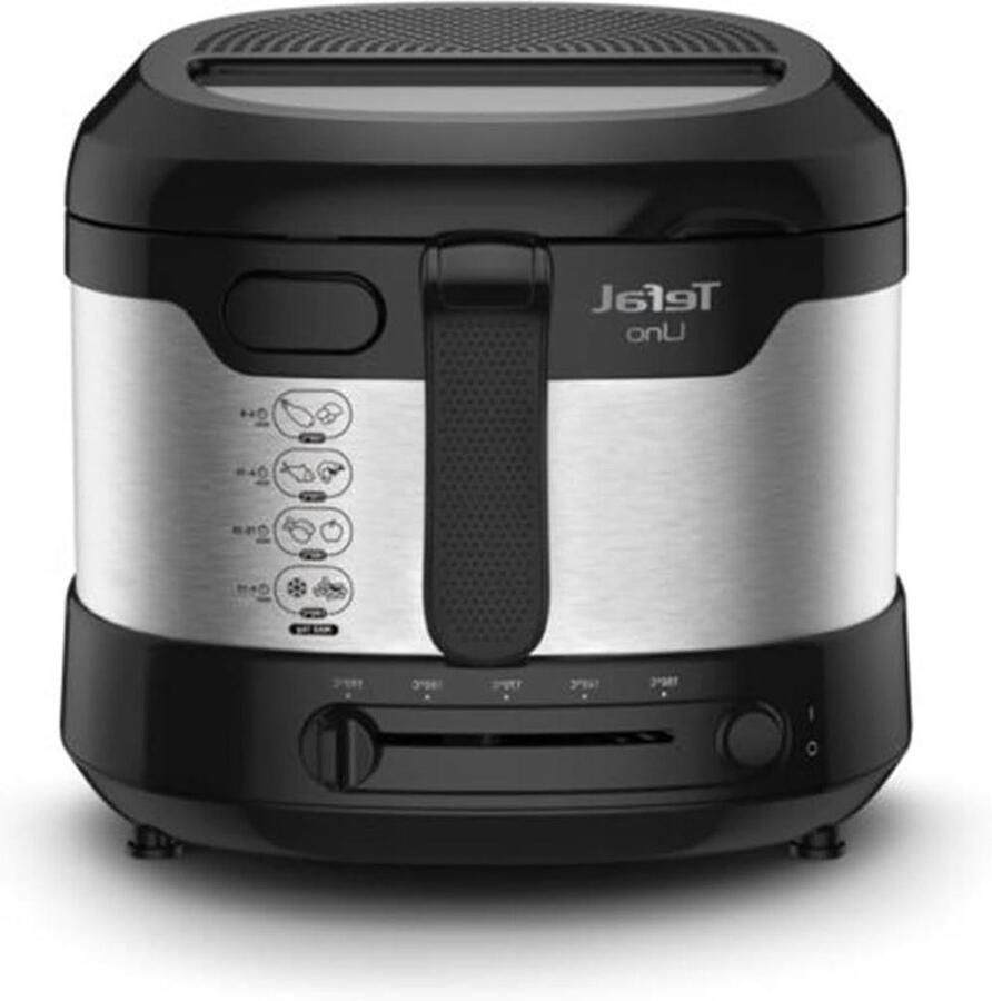 Friteuse Compact Kleine Frituurpan Familie Frituren Opklapbare Handgreep 1 kg Capaciteit RVS Zwart