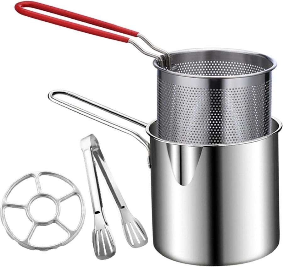 Frituurpan Kookpan Inductie Snacks Bereiden Efficiënt Systeem Ruim Volume Zilver