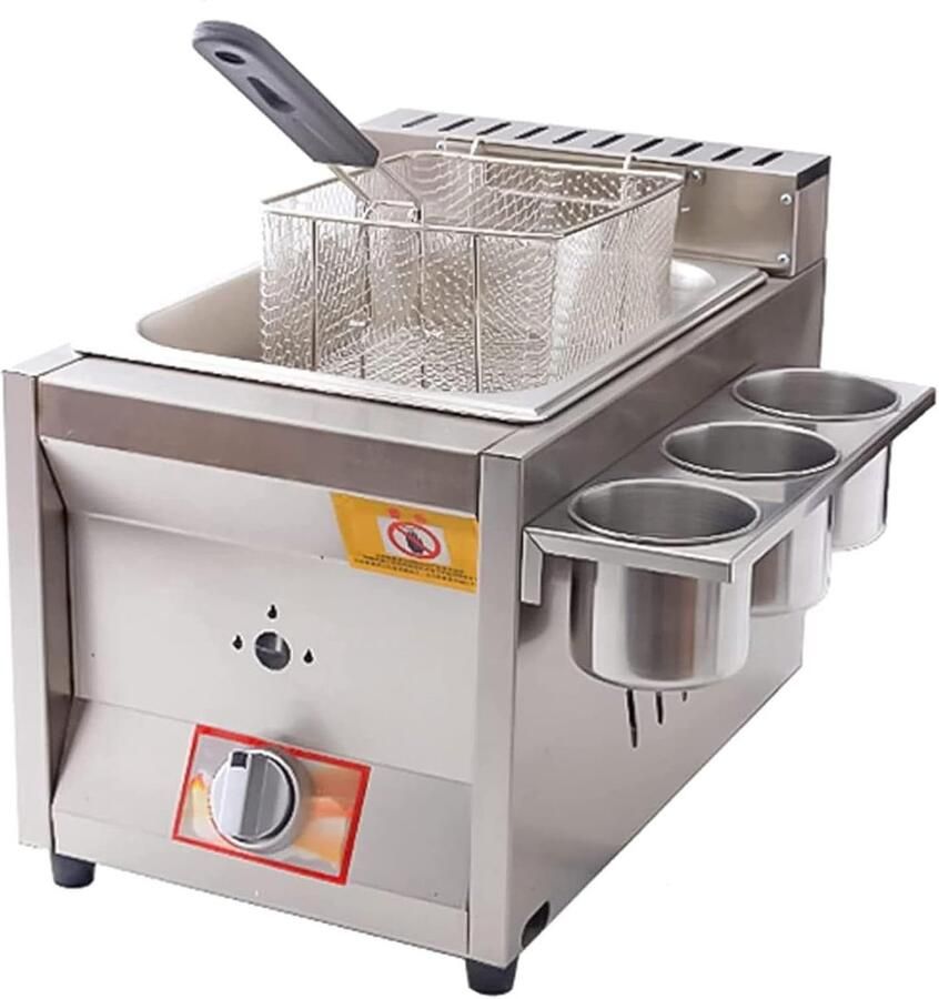 Friteuse Dubbele Tank Professionele Frituurpan Thuis Frituren Verstelbare Temperatuur 10 Liter Zilver