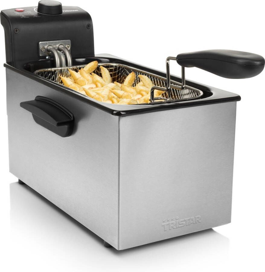 Friteuse- frituurpan- 3 liter- 2000 watt-perfect voor een gezin- met mand-koude zone- frituur pan- patat frituren- RVS