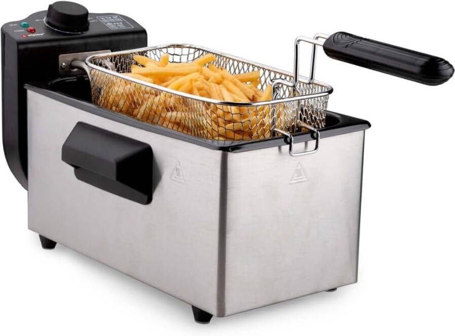Friteuse Frituurpan 3 Liter 2000 Watt Roestvrij Staal Thermostaatknop