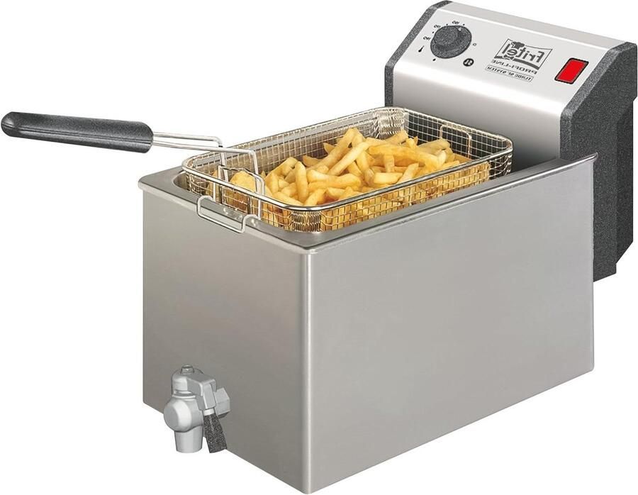 Friteuse Frituurpan Grote porties frituren Dubbel verwarmingselement 8 liter Inox