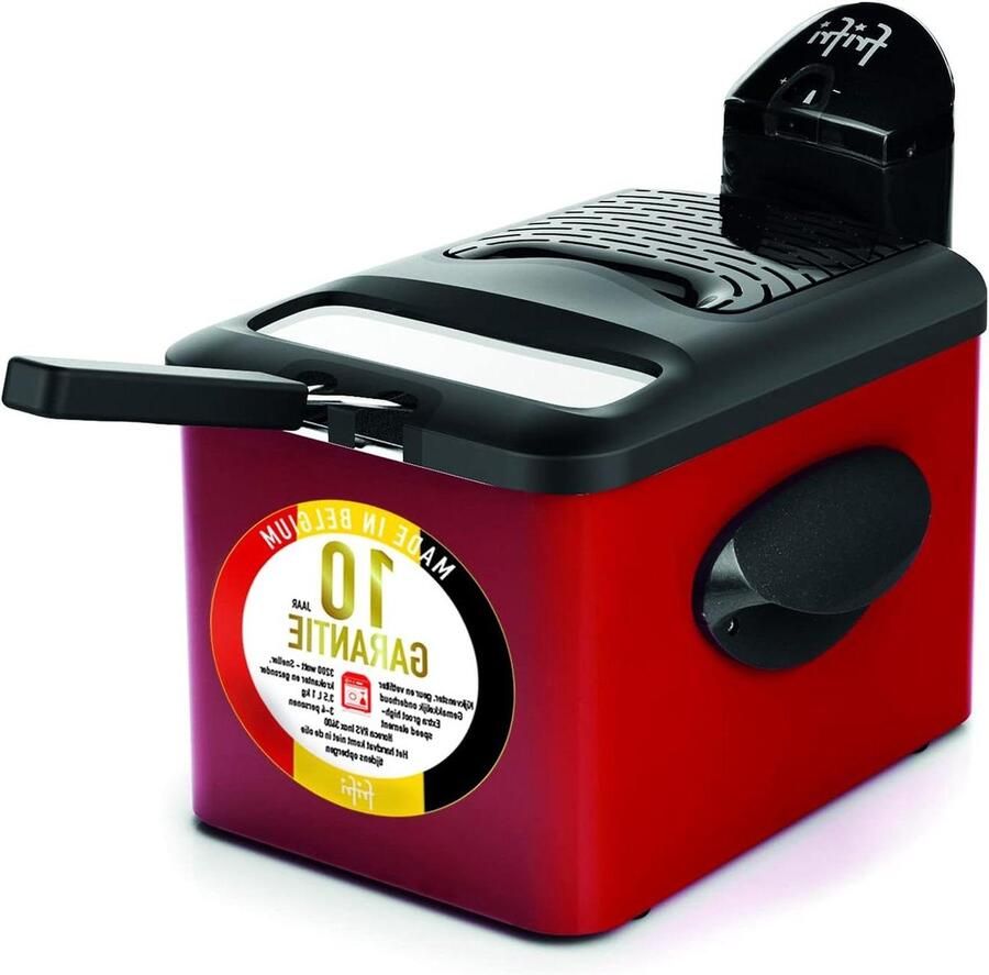 Friteuse Frituurpan Lekker Frituren Geurremmende laag 3.5 liter Zwart Rood