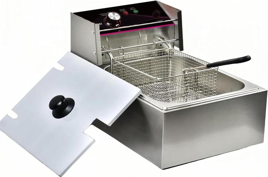 Friteuse Frituurpan Lekker Frituren Instelbare Thermostaat 6 Liter Zilver