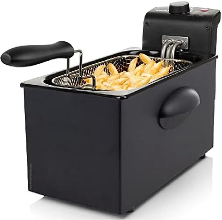 Friteuse Frituurpan Lekker Frituren Roestvrij staal 3 liter Zwart
