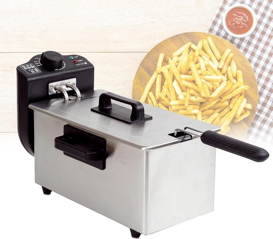 Friteuse Frituurpan Lekker Frituren Snel Opwarmend 3 liter Zwart