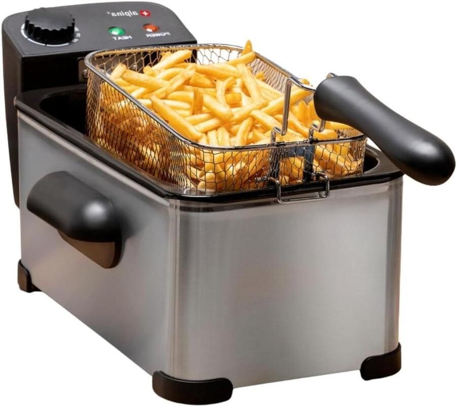 Friteuse Frituurpan Lekkere Snacks Instelbare Temperatuur 3 Liter Zilver