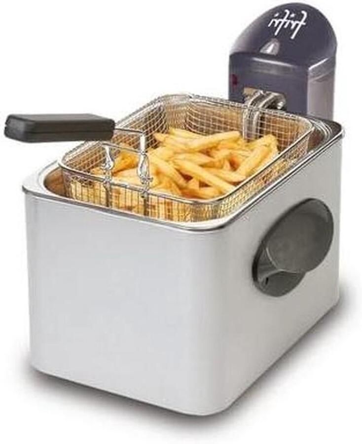 Friteuse Frituurpan Lekkere Snacks Maken Metalen Buitenkant 1 kg Capaciteit Grijs