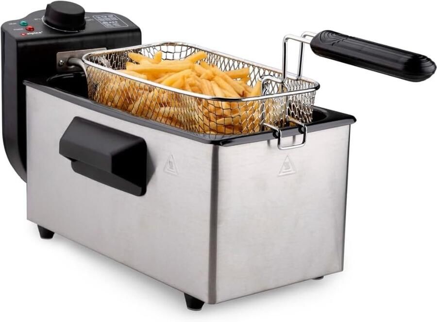 Friteuse Frituurpan Lekkere Snacks Met Thermostaatknop 3 Liter Zilver