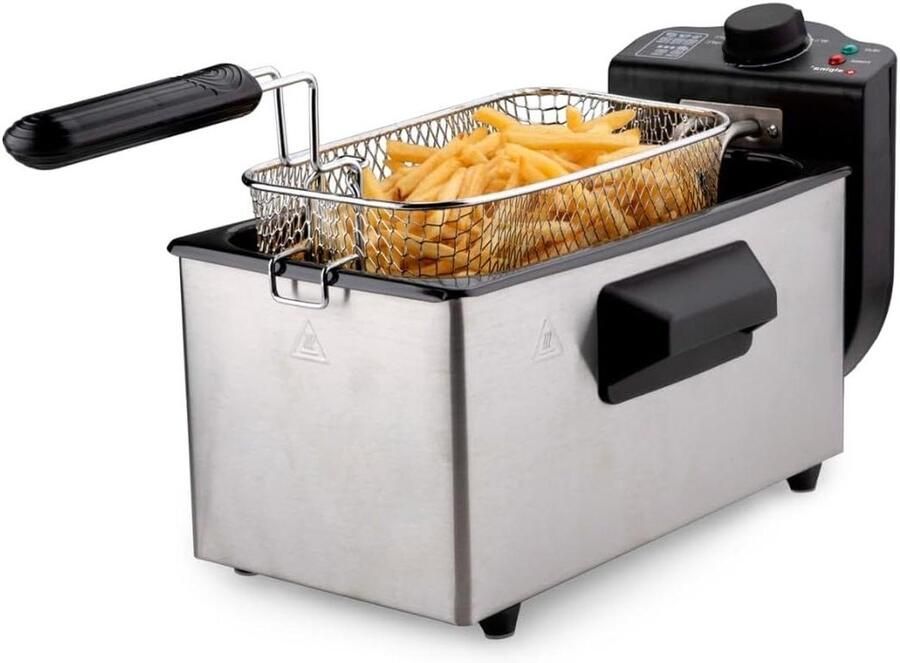 Friteuse Frituurpan Snacks Bereiden RVS Design 3 Liter Zilver - Foto 1