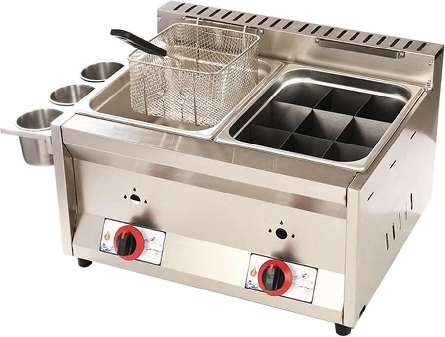 Friteuse Gas Vet Frituurpan Professioneel Frituren Energiezuinige Brander 55 x 44.5 x 34.8cm Wit