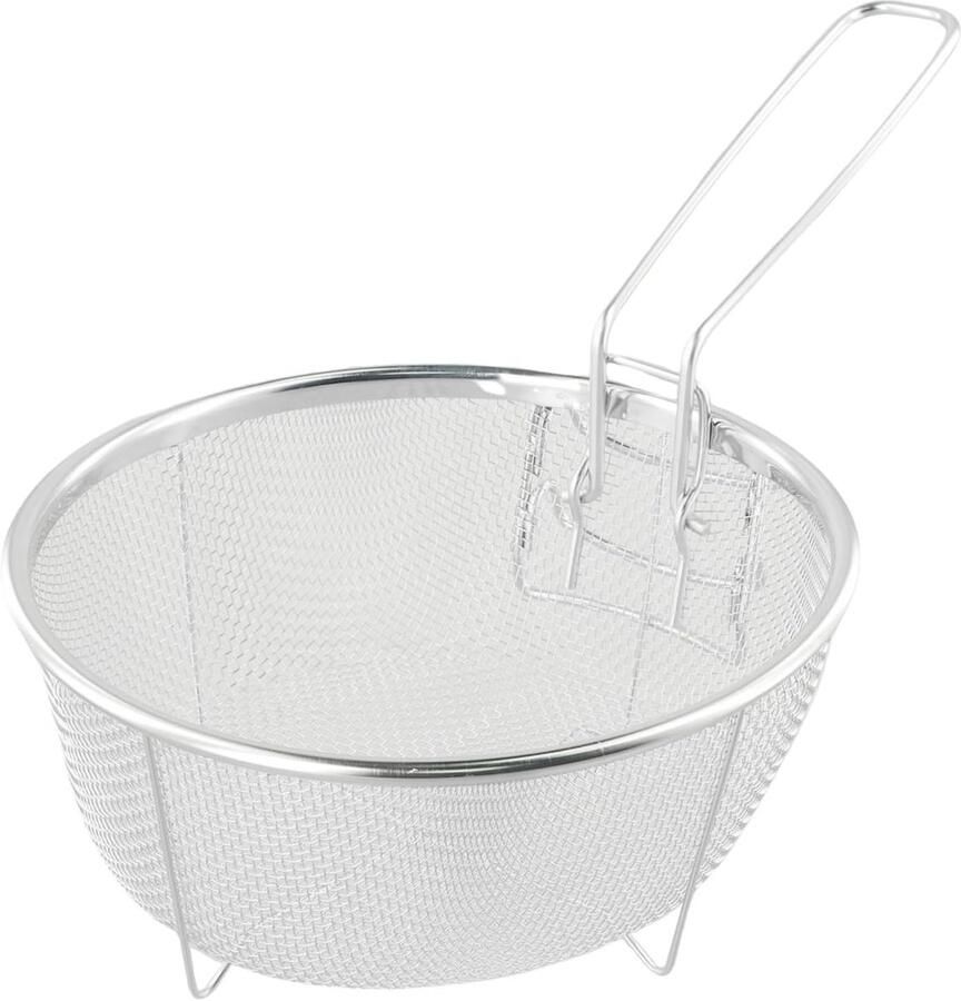 Friteuse Mand Bakmand Keuken Frituren Koken Afneembaar Handvat 23 x 23 cm Zilver