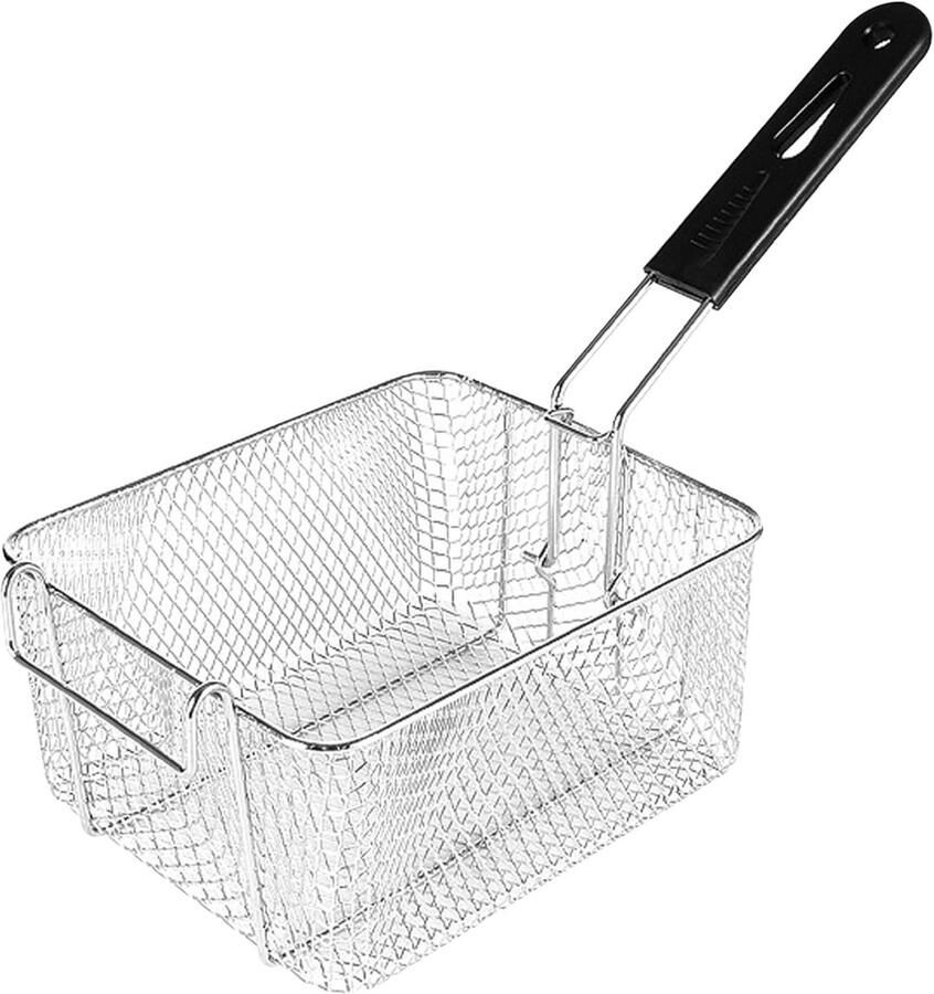 Friteuse mand Bakmand RVS Grote porties frituren Hangbaar ontwerp 17 x 20 cm Zilver