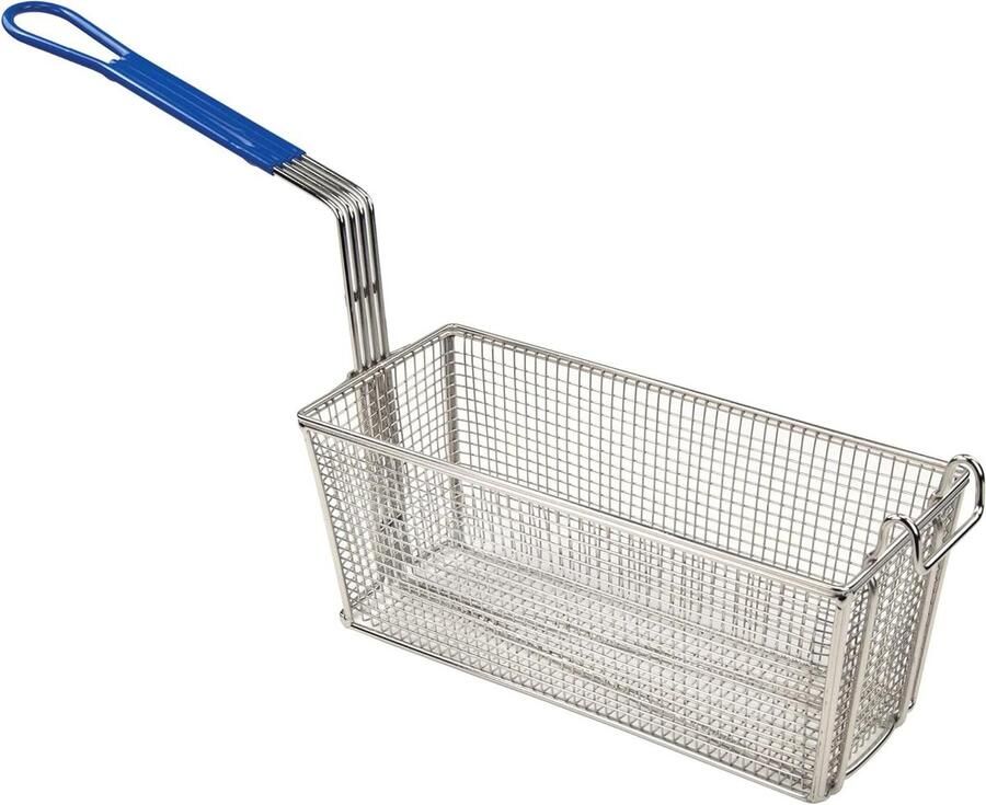 Friteuse Mand Frituurmand Frituren van Snacks Met Blauw Handvat 33.7 x 14.3 x 14.3 cm Zilver