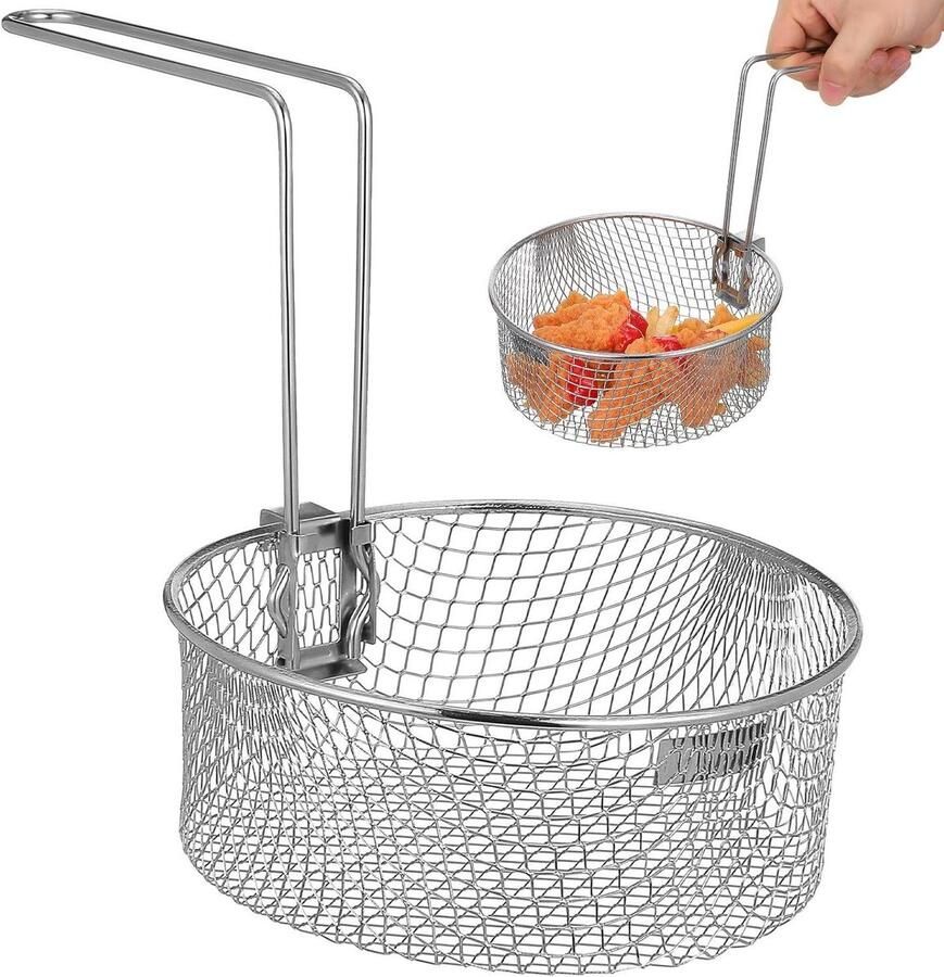 Friteuse Mand Frituurmand RVS Frituren van Snacks Met Antislip Handvat 30 x 18 x 17 cm
