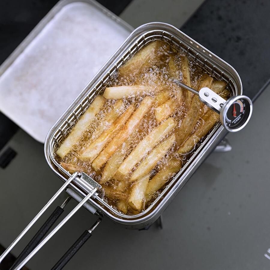 Friteuse Mand Frituurmandje Outdoor Buiten Koken Vouwbare Structuur 185 x 125 x 58 mm Zilver