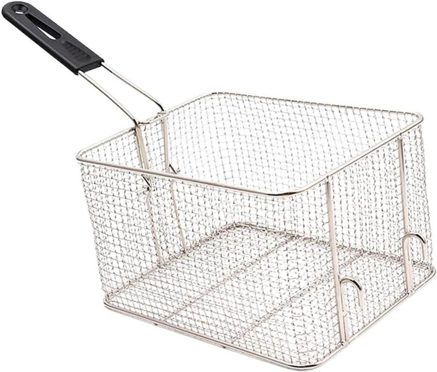 Friteuse Mand Vervangend Accessoire Olie Afvoeren Vierkant Gat Ontwerp Verschillende Maten Zilver