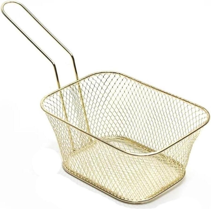 Friteuse Mandje Keukenmandje Metaal Eten Laten Uitlekken Versterkte Draagkracht 300 Grams Goud