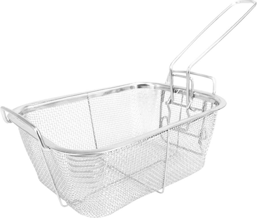 Friteuse Mandje Snack Mandje Serveerschaal Eten Serveren Roestvrij Staal 21.5 x 15 cm Zilver
