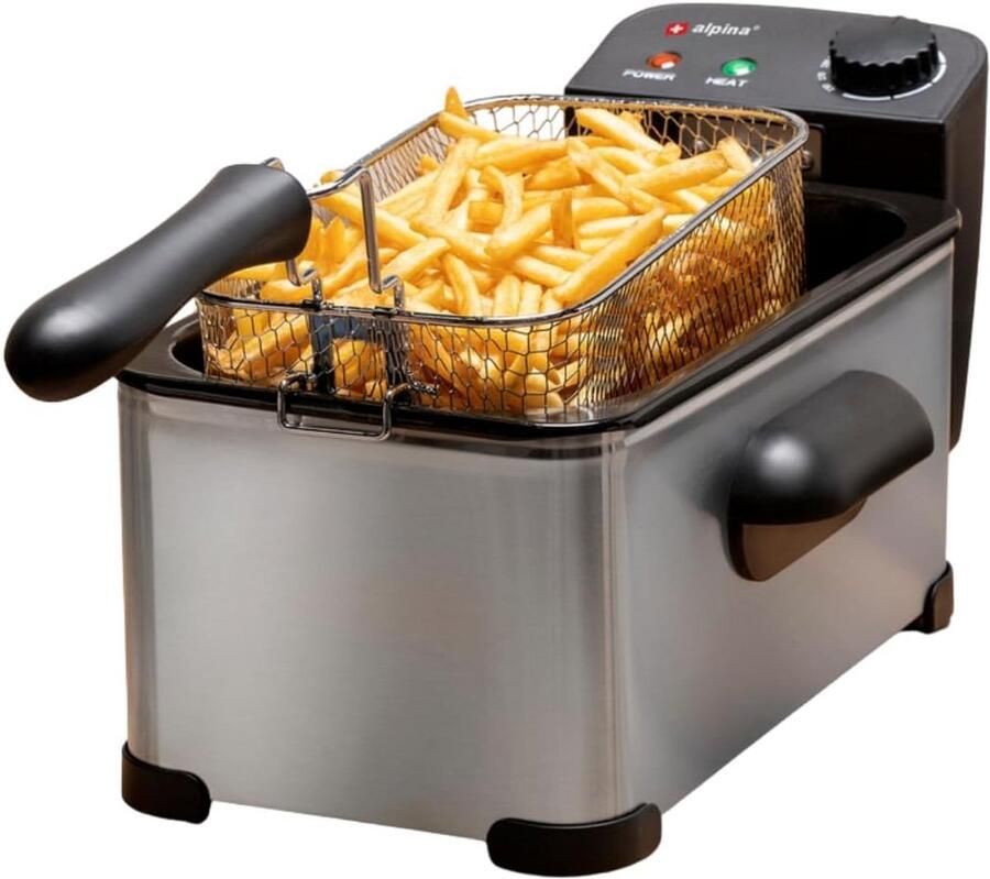 Friteuse met 3 Liter Inhoud en Instelbare Temperatuur Zilver