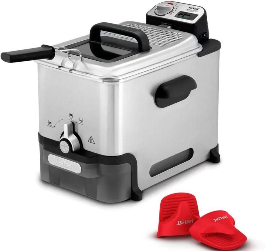 Friteuse met Automatisch Filtersysteem Frituurpan Olie Reiniger Thuis Frituren Automatisch Olie Onderhoud 35 Liter Zilverkleurig
