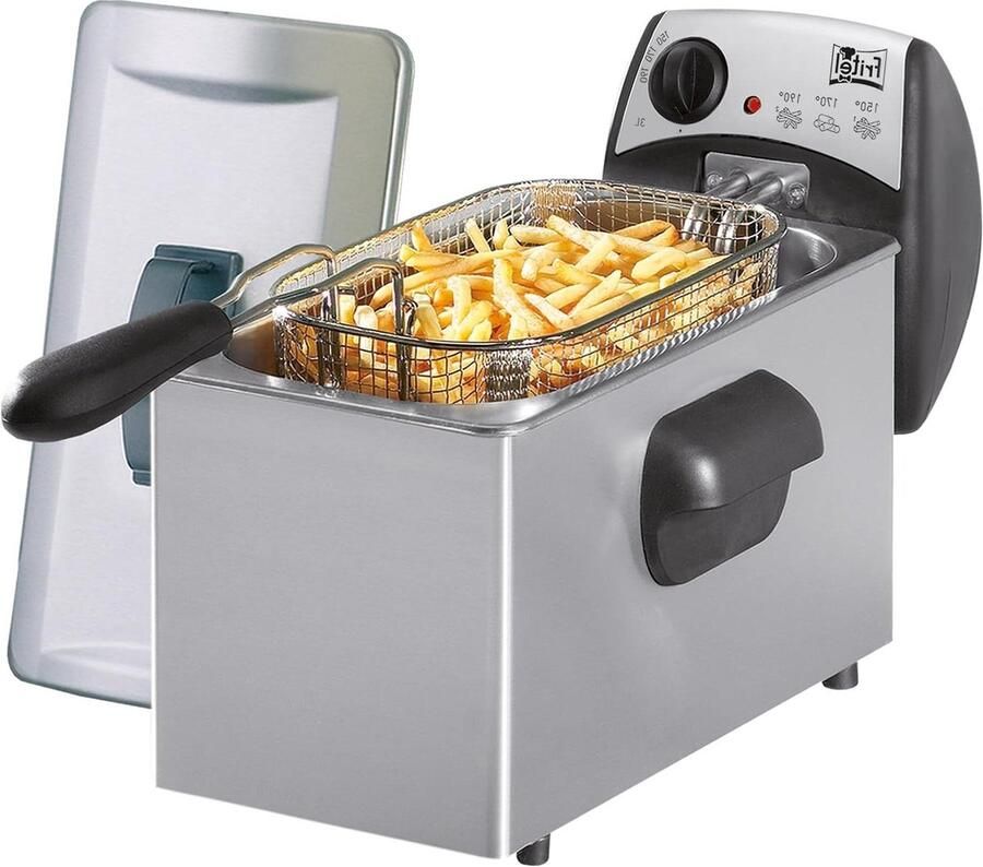 Friteuse met koude zone Frituurpan Lekker Frituren 3 Liter Capaciteit 2200 Watt Inox