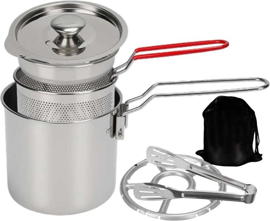 Kleine Frituurpan Mini Kookpan Camping Koken Spatwaterdicht Frituren 1.2L Capaciteit Zilver