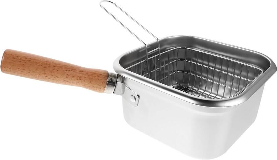 Friteuse met Mand Compacte Pan Buiten Koken Roestvrij Staal 15.5 cm Zilver
